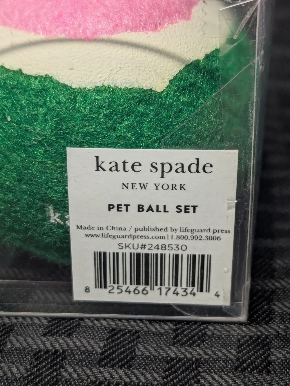 Pink, Green & Blue Kate Spade Tennis Ball Set.